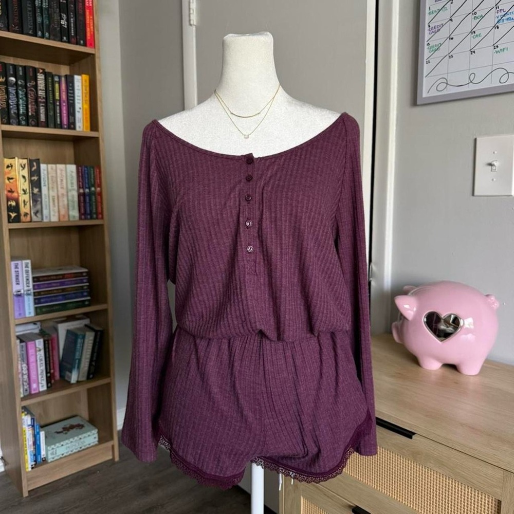 victoria's secret plum colored pajama romper